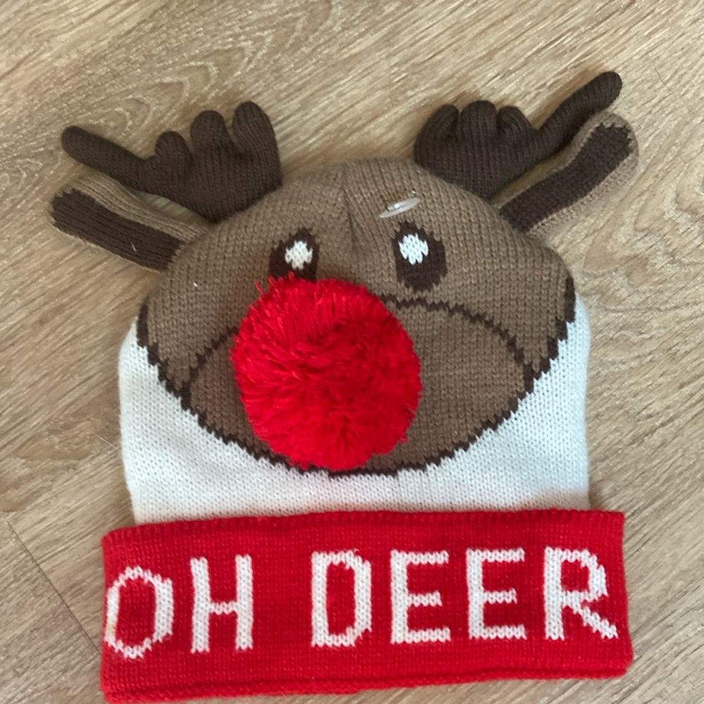 Oh deer Reindeer winter beanie hat rudolf NEW